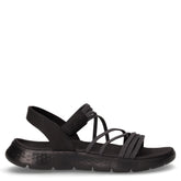 Go Walk Flex Emma sandalo in tessuto ed ecopelle nero | Boscaini Scarpe