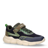 Wavy sneaker in tessuto ed ecopelle bambino verde militare blu | Boscaini Scarpe