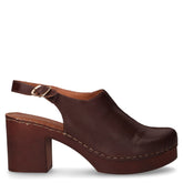 Zoccolo slingback in pelle con tacco ebano | Boscaini Scarpe