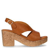 Sandalo in pelle con tacco cuoio - Sandali Con Tacco Donna | Boscaini Scarpe