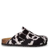 Ciabatta in tessuto stampa mucca bianco nero | Boscaini Scarpe