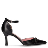 Décolleté in ecopelle con cinturino alla caviglia nero | Boscaini Scarpe