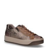 Sneaker in pelle laminata con zip laterale taupe | Boscaini Scarpe