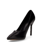 Décolleté in ecopelle con tacco gioiello nero | Boscaini Scarpe