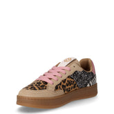 Sneaker in ecopelle e tessuto zebra rosa beige | Boscaini Scarpe