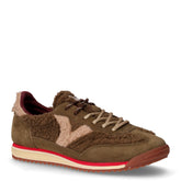 Sneaker in pelle scamosciata e tessuto sherpa kaki | Boscaini Scarpe
