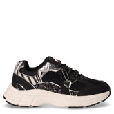 Sneaker in ecopelle e tessuto nero argento | Boscaini Scarpe
