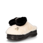 Ciabatta con pelo bianco nero | Boscaini Scarpe