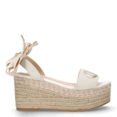 Bali 02 aandalo in tessuto canvas con zeppa beige | Boscaini Scarpe