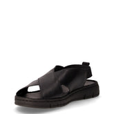 Sandalo in pelle con fasce incrociate nero | Boscaini Scarpe