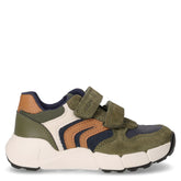 Flexyper Boy sneaker in pelle e tessuto bambino muschio cognac | Boscaini Scarpe