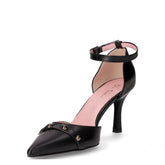 Décolleté in ecopelle con cinturino alla caviglia nero | Boscaini Scarpe