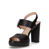 Sandalo in pelle con tacco nero | Boscaini Scarpe