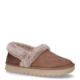 Cozy up pantofola con pelo in ecopelle tortora - SKECHERS | Boscaini Scarpe