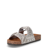 Ciabatta in tessuto con mini strass argento | Boscaini Scarpe