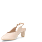 Slingback in pelle con tacco crema perlato | Boscaini Scarpe