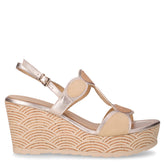 Sandalo in ecopelle con zeppa platino beige - Sandali Con Tacco Donna | Boscaini Scarpe