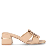 Ciabatta in ecopelle con tacco beige - LAURA BIAGIOTTI | Boscaini Scarpe