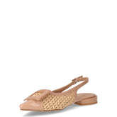 Slingback bassa in ecopelle e rafia intrecciata sabbia | Boscaini Scarpe