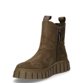 Stivaletto in tessuto con platform kaki | Boscaini Scarpe