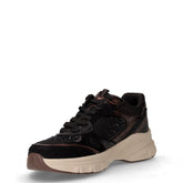 Sneaker in tessuto ed ecopelle con strass nero | Boscaini Scarpe