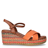 Sandalo con zeppa in ecopelle mango marrone | Boscaini Scarpe