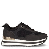 Sneaker in ecopelle e tessuto con platform nero | Boscaini Scarpe