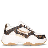 Sneaker in ecopelle e tessuto bianco marrone - Sneakers Donna | Boscaini Scarpe