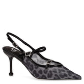 Slingback in tessuto ed ecopelle con tacco nero | Boscaini Scarpe