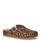 Ciabatta in pelle con stampa leopardata beige testa di moro | Boscaini Scarpe