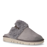 Loxi ciabatta in tessuto con ecopelliccia topo | Boscaini Scarpe