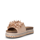 Ciabatta in tessuto con platform beige | Boscaini Scarpe
