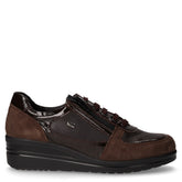 Scarpa sportiva in pelle con zeppa moro | Boscaini Scarpe