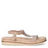 Sandalo in ecopelle con strass platino | Boscaini Scarpe