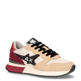 Starlight Glitter Logo sneaker in pelle e tessuto beige bordeaux - Sneakers Donna | Boscaini Scarpe