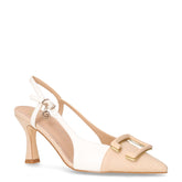 Décolleté slingback a punta in ecopelle bianco nude | Boscaini Scarpe
