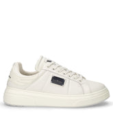 Sneaker in pelle ed ecopelle con placca metallica bianco | Boscaini Scarpe