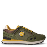 Travis Sport Colors sneaker in tessuto e pelle verde militare ocra marrone | Boscaini Scarpe