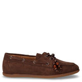 Stringata casual in tessuto con perline caffè | Boscaini Scarpe