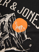 T-shirt con stampa montagna in cotone nero | Boscaini Scarpe