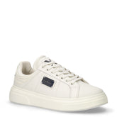 Sneaker in pelle ed ecopelle con placca metallica bianco | Boscaini Scarpe