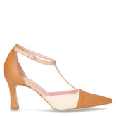 Décolleté a punta con cinturino in ecopelle miele panna - DU SIMON | Boscaini Scarpe