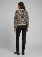 Cardigan in maglia leopardato in maglia beige nero | Boscaini Scarpe