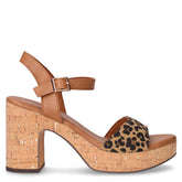 Sandalo in ecopelle con tacco leo cognac - Sandali Con Tacco Donna | Boscaini Scarpe