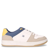 Sneaker in ecopelle bambino bianco blu giallo | Boscaini Scarpe