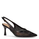 Slingback in tessuto con tacco nero | Boscaini Scarpe