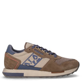 Sneaker in pelle e tessuto marrone navy | Boscaini Scarpe