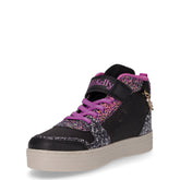 Sneaker bambina in tessuto ed ecopelle nero porpora | Boscaini Scarpe