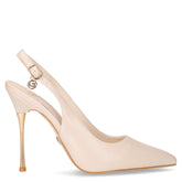 Slingback con tacco in ecopelle beige | Boscaini Scarpe