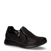 Scarpa sportiva in pelle e tessuto con zip laterale nero | Boscaini Scarpe